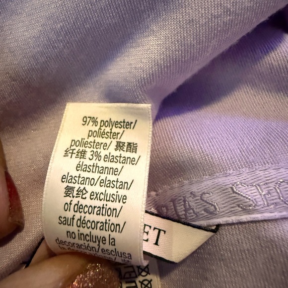 Victoria's Secret Soft Lounge Hoodie Velour Ribbed Pullover Velvet Purple Size L - Picture 6 of 9